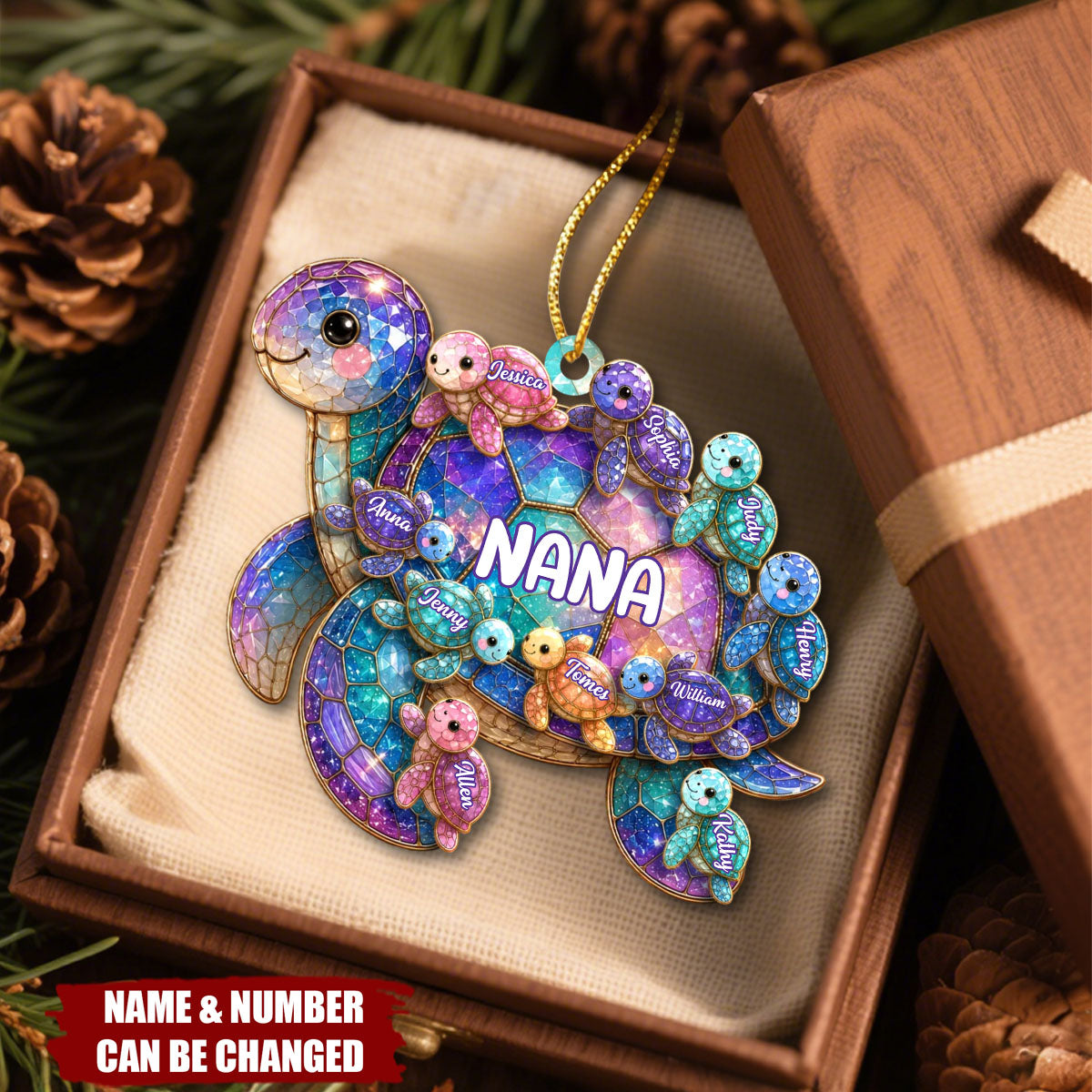 Happy Together Forever Mama Turtle Family - Personalized Acrylic Ornament