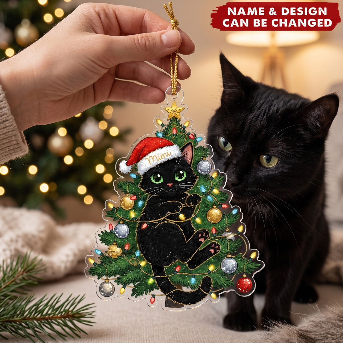 Black Cat – Personalized Acrylic Custom Shape Ornament