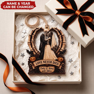 Love Never Dies - Personalized Wooden Ornament, Gift For Couples