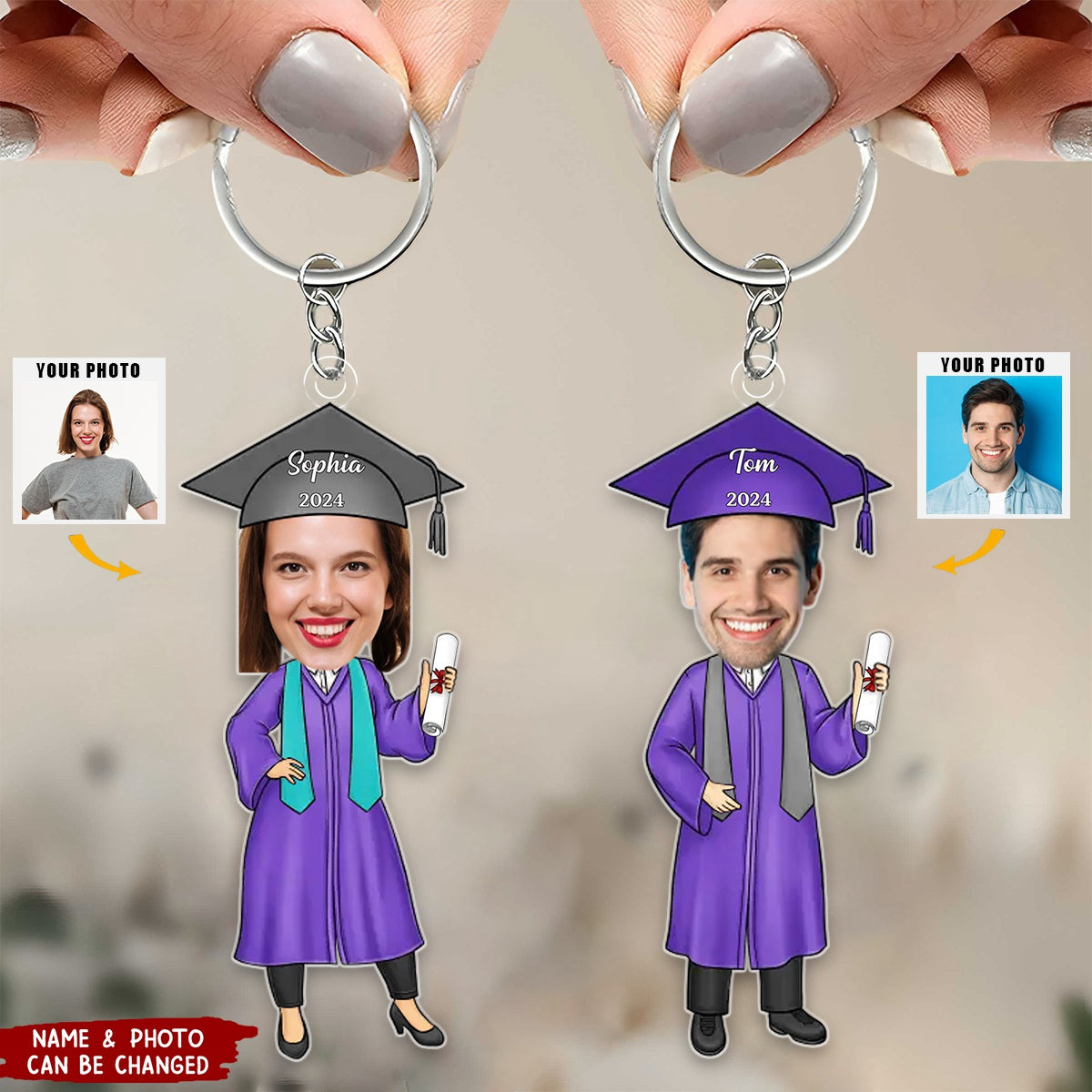 Custom Photo You Believe You Could So You Did - Family Personalized Custom Shaped Acrylic Keychain - Graduation Gift