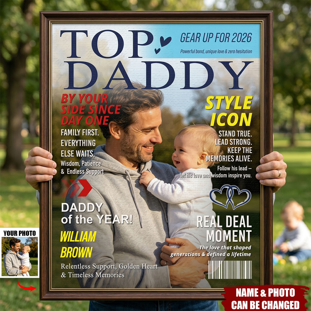 Personalized Daddy Magazine Cover, Gift For Daddy, Custom Daddy Photo Canvas
