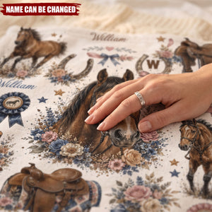 Custom Name Horse Blanket - Personalized Floral Western Cowgirl Gift for Horse Lovers