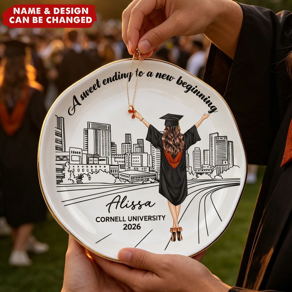 A Sweet Ending To A New Beginning Graduation Gift For Her - Personalized Jewelry Dish