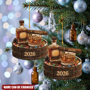 Personalized Whiskey Christmas Ornament, Custom Bourbon Lover Gift