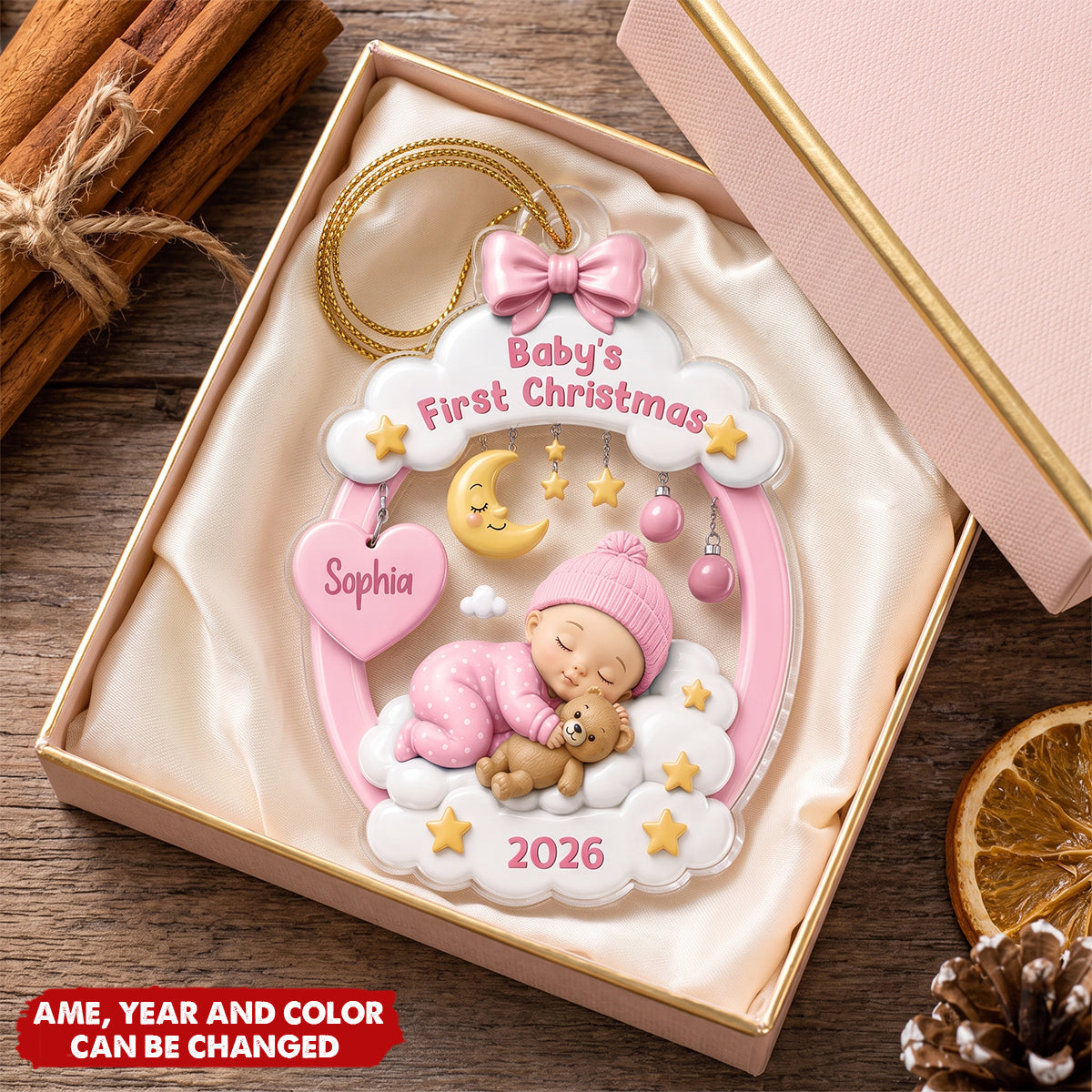 Baby’s First Christmas Sleeping Baby - Personalized Acrylic Custom Shape Ornament