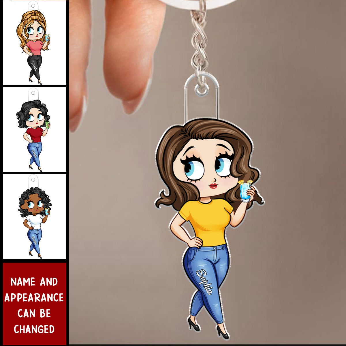 New Cartoon Style Girl - Personalized Acrylic Keychain