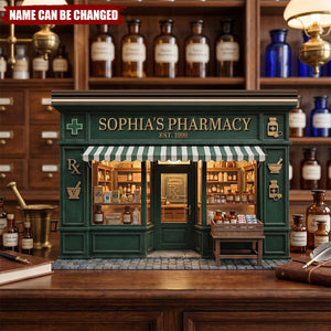Personalized Pharmacy Store Sign, Custom Apothecary Shop Wooden Block