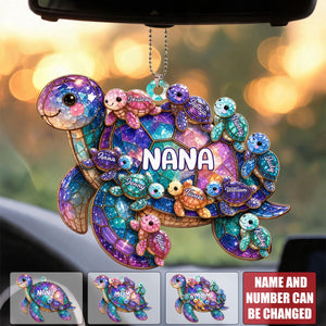 Happy Together Forever Mama Turtle Family - Personalized Acrylic Car Ornament