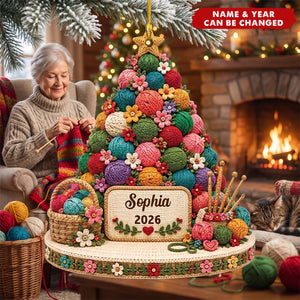 Personalized Nana Christmas Ornament, Knitting Yarn Tree Gift