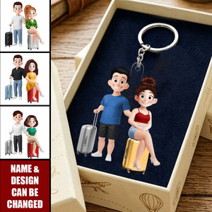 The Adventures Of Travel Lovers - Personalized Acrylic Keychain - Gift For Travelers