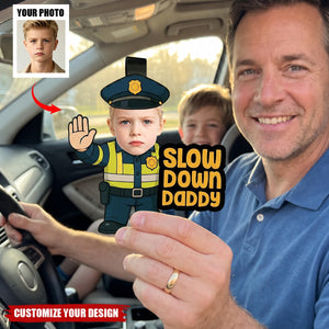Personalized Cute Kid Face Photo Traffic Officer Acrylic Car Visor Clip Car Accessories Gift