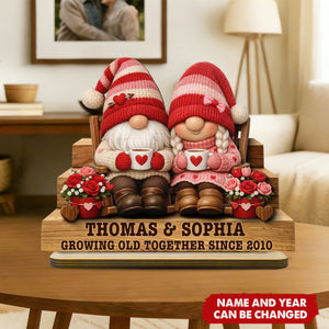 Everlasting Love Valentine Couple - Personalized 2-Layered Wooden Plaque - Valentine's Day Gift For Couple