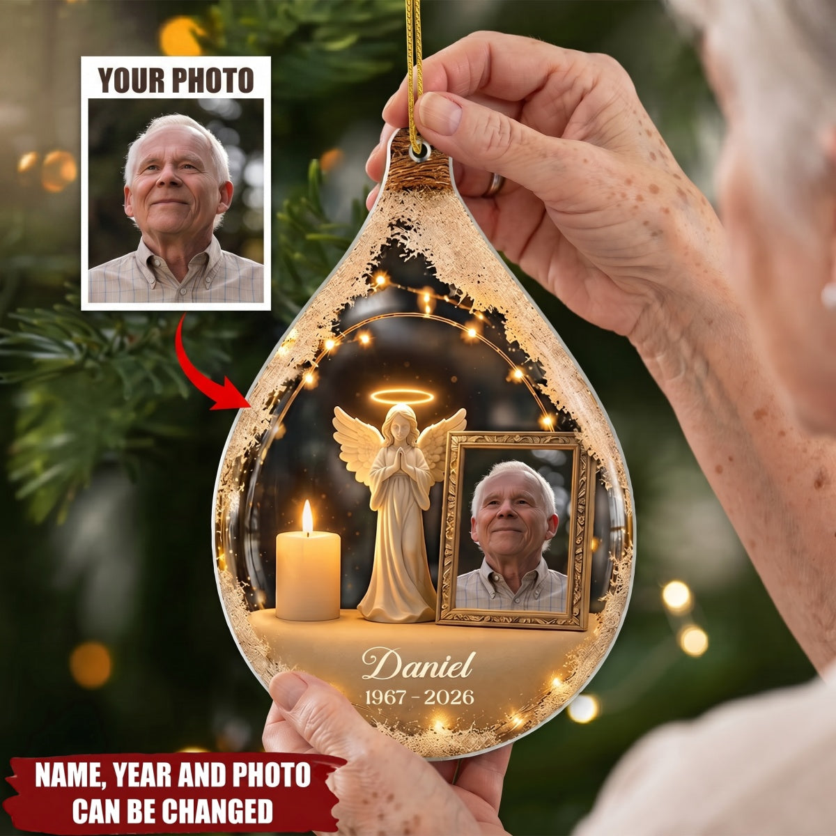 Guardian Angel Photo Memorial - Personalized Acrylic Custom Shape Ornament