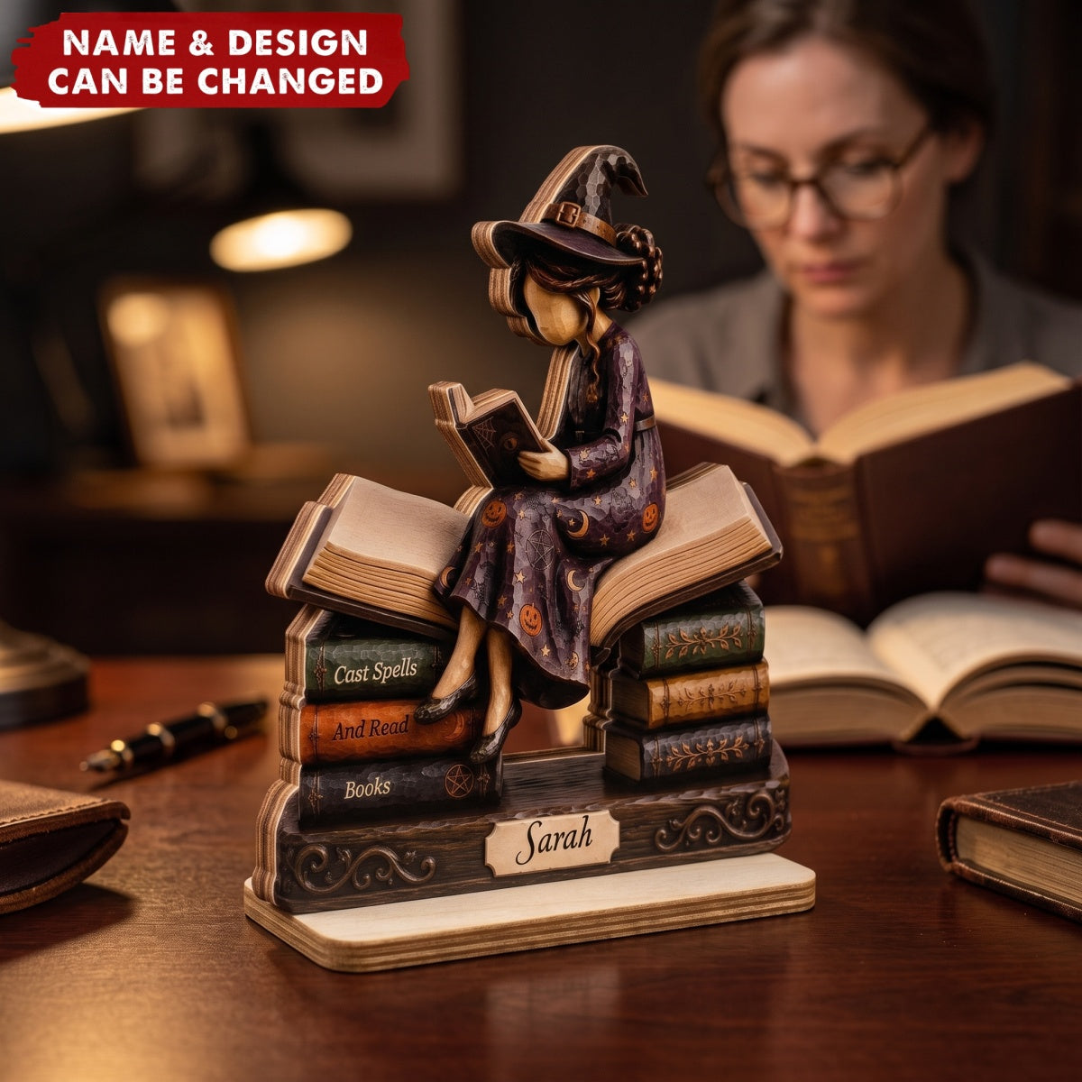 Just A Witch Who Loves Books - Personalized 2-Layer Wood Plaque
