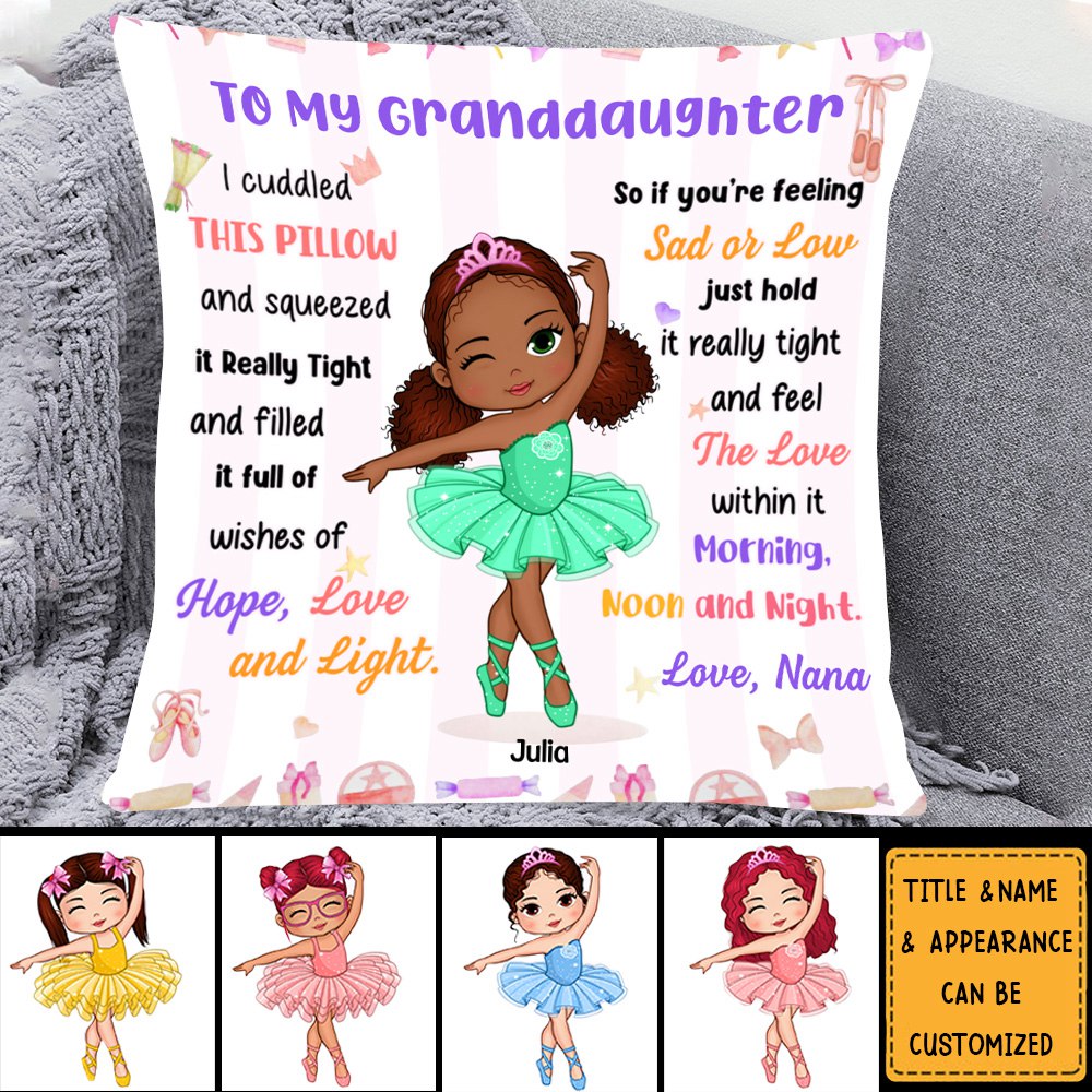 Gift For Granddaughter Daughter Hug This Ballerina Personalized Pillow