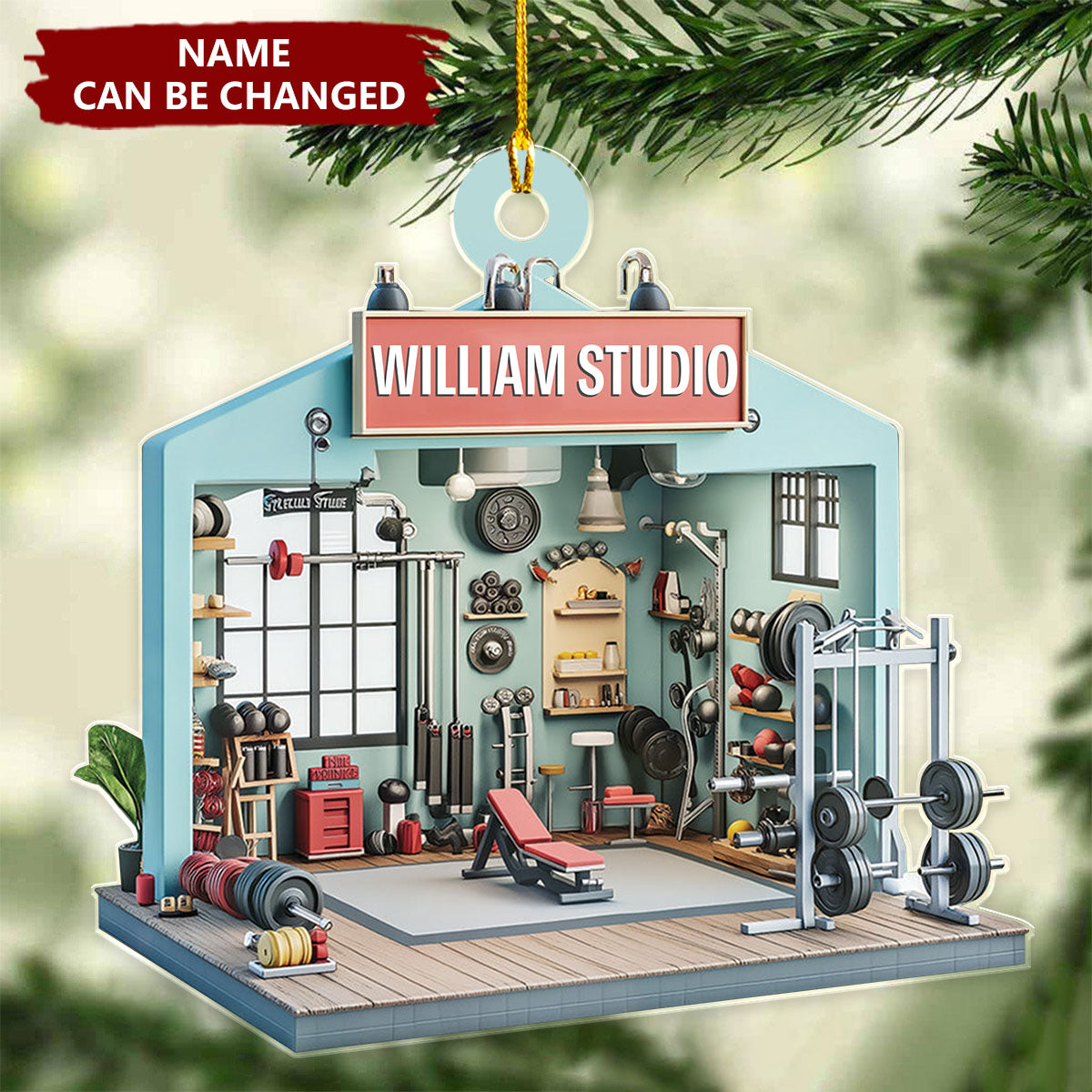 Personalized Gym Fitness Studio Weightlifting Christmas Ornament - Gift For Gym Lover