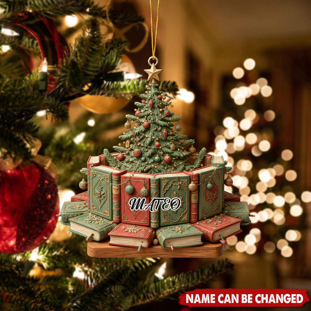 Personalized Bookish Christmas Book Tree Ornament - Gift for Librarian or Reader