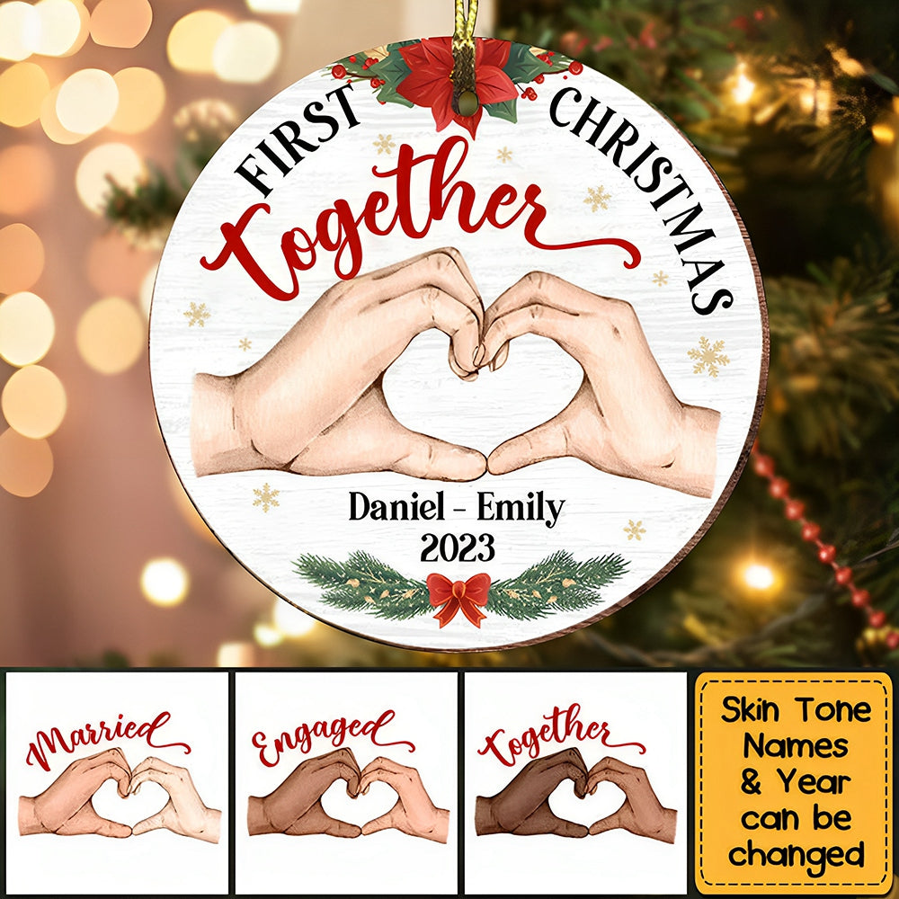 Gift For Couple First Christmas Circle Ornament