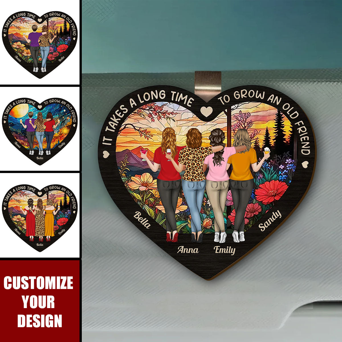 Bestie Old Friends Take Time To Grow - Personalized Custom Car Visor Clip