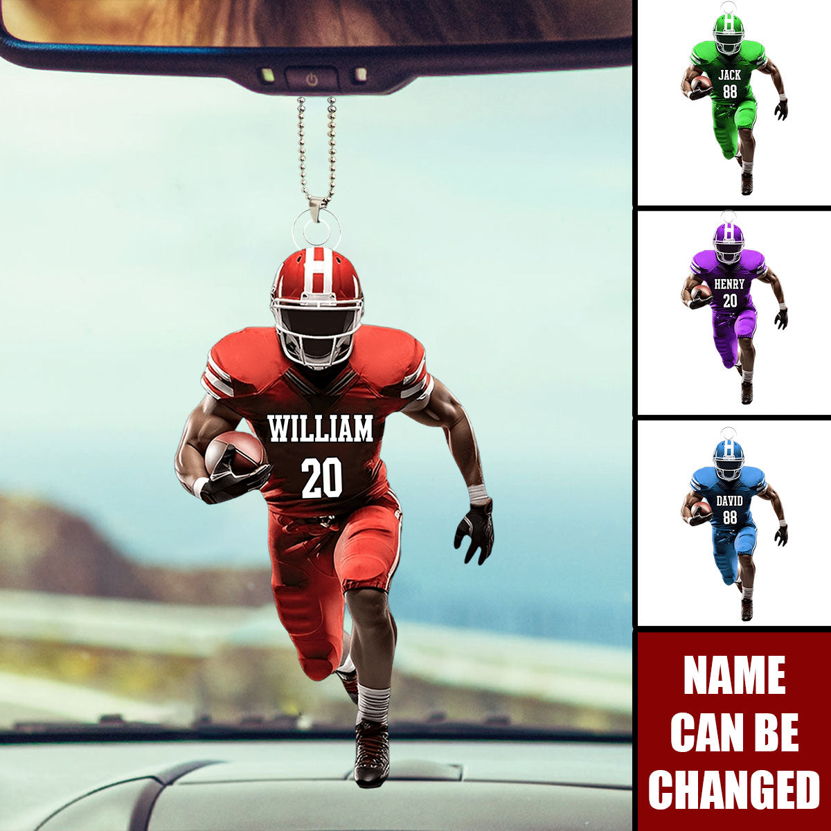 Personalized American Football Player Car Ornament-Gift For American Football Player
