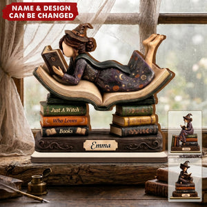 Just A Witch Who Loves Books - Personalized 2-Layer Wood Plaque
