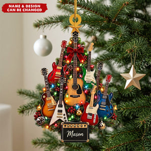 Personalized Guitar Christmas Ornament, Custom Music Keepsake