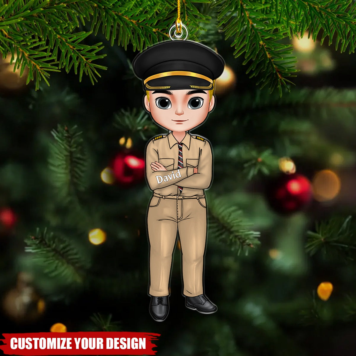Pilot Man Personalized Christmas Acrylic Ornament, Gift For Pilot