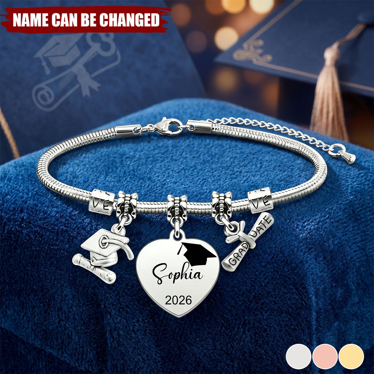 Personalized Custom Graduation Bracelet, Class of 2026