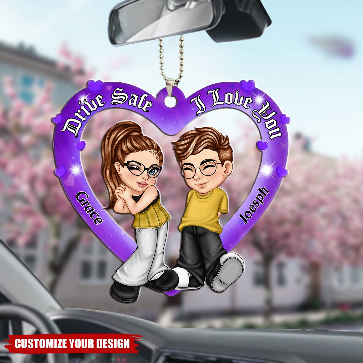 Drive Safe I Love You Y2K Couple Personalized Acrylic Ornament