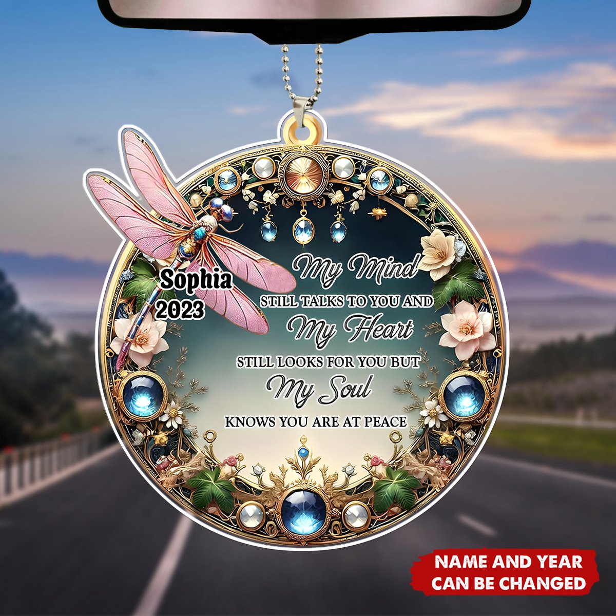My Mind My Heart My Soul Dragonfly - Personalized Custom Car Ornament