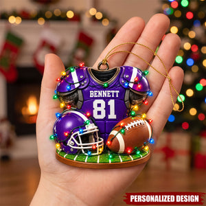 Personalized Football Ornament Custom Jersey & Helmet Keepsake