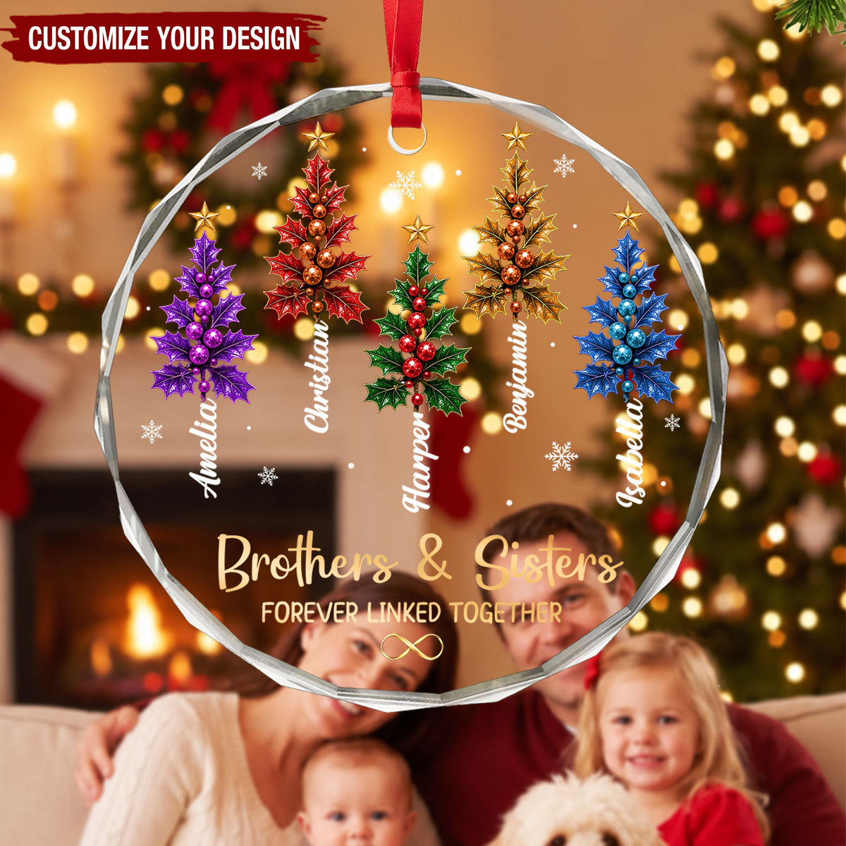 Custom Circle Glass Ornament - Personalized Christmas Birthday Gifts - United In Pure Love