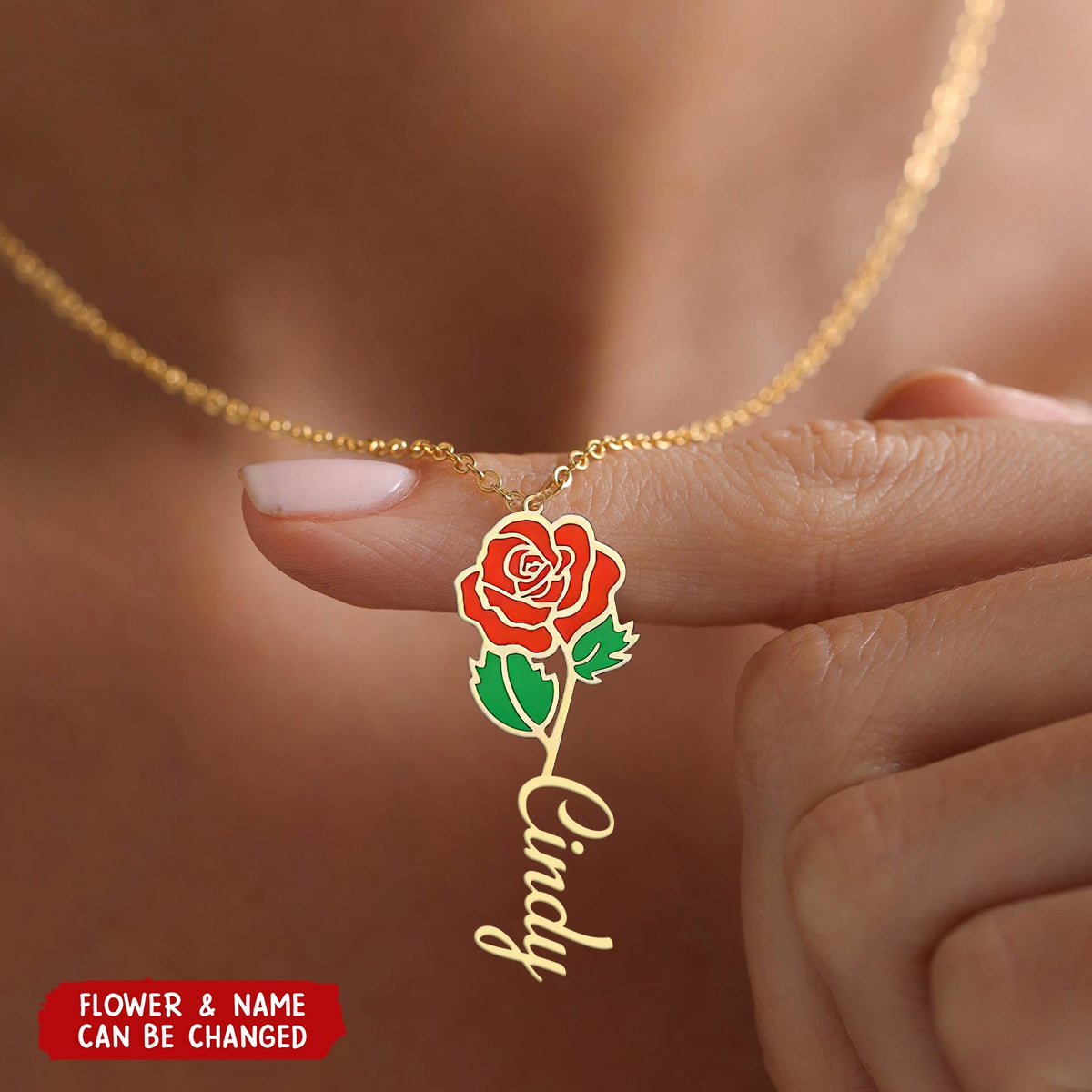 Custom Floral Name Personalized Birth Flower Necklace - Gifts For Her