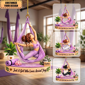 Personalized Aerial Yoga Ornament – Custom-Named Christmas Tree Decoration