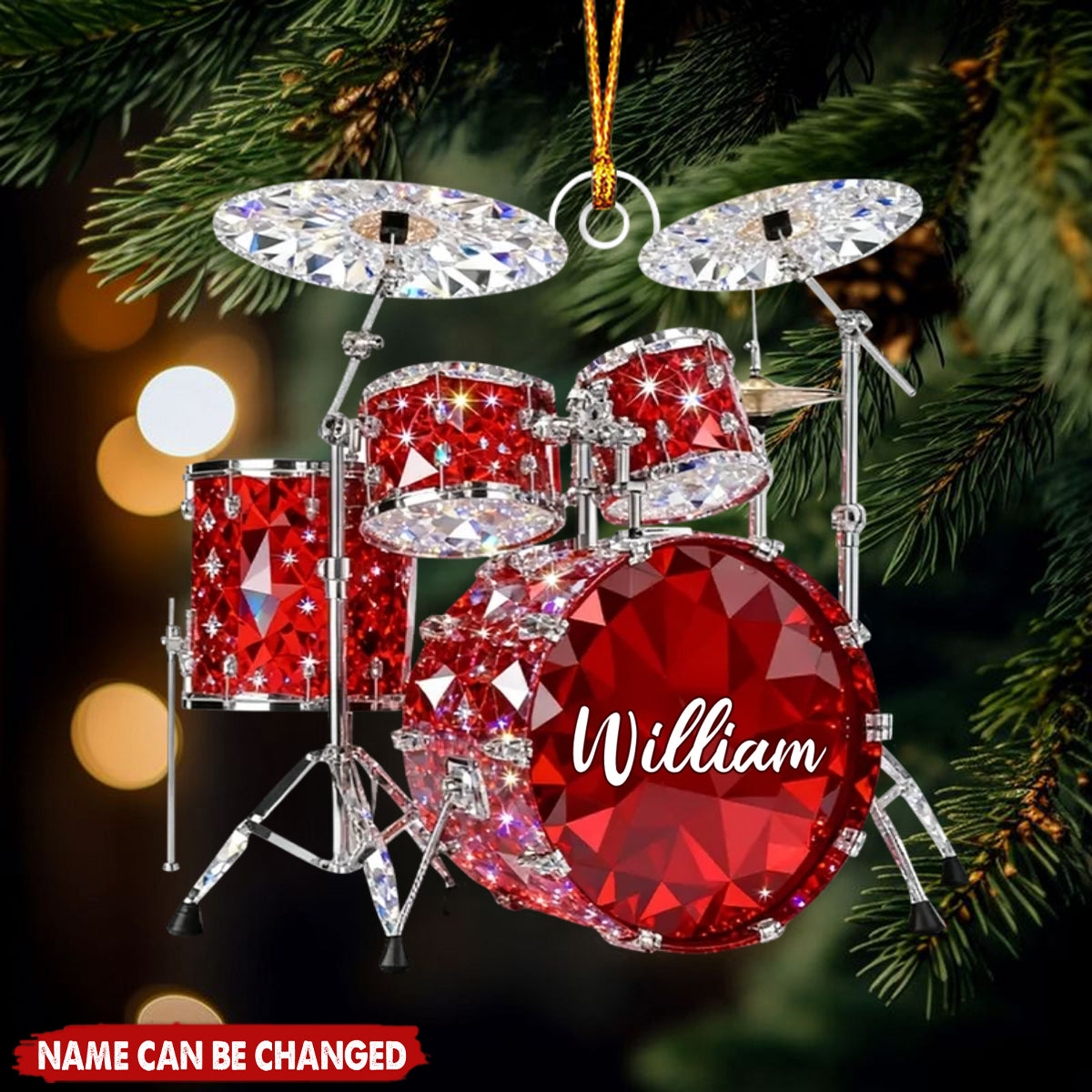 Drum Music Crystal Effect - Personalized Acrylic Ornament, Christmas Gift For Drummer