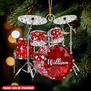 Drum Music Crystal Effect - Personalized Acrylic Ornament, Christmas Gift For Drummer