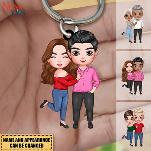 Hugging Couple - Personalized Keychain