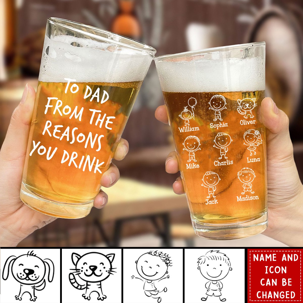 From The Reasons You Drink Father's Day Gifts For Dad - Personalized Beer Glass