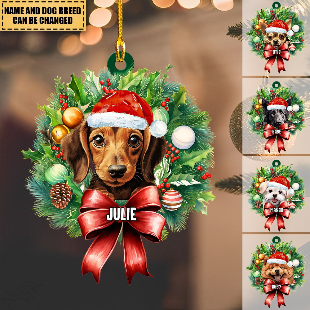Personalized Christmas Cute Dogs Ornament, Christmas Gifts