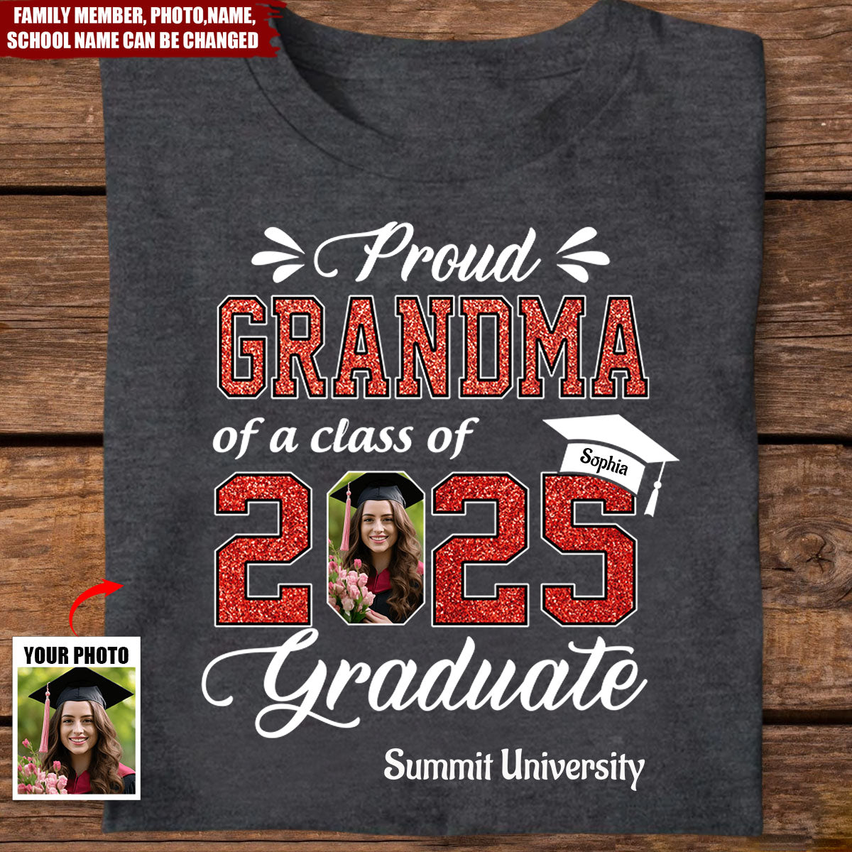 Graduation Class of 2025 Gifts For Family Member Proud Family Personalized T-Shirt