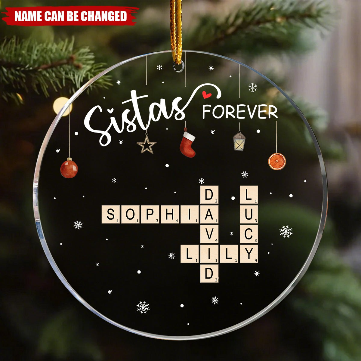 Family Forever Scrabble Custom Name - Personalized Acrylic Ornament