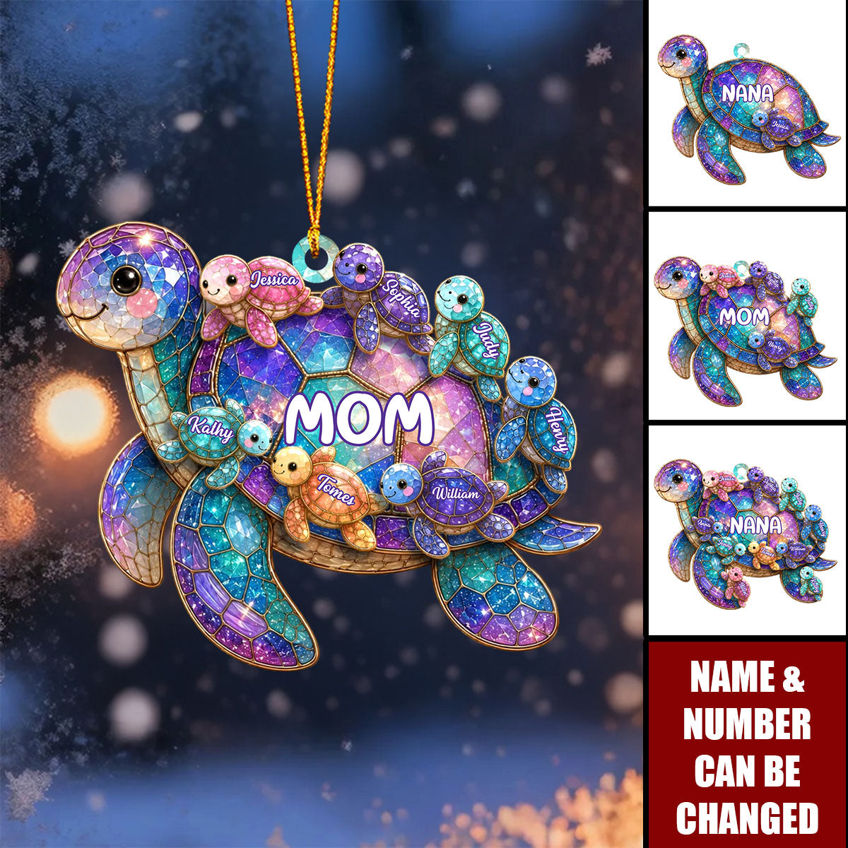 Happy Together Forever Mama Turtle Family - Personalized Acrylic Ornament