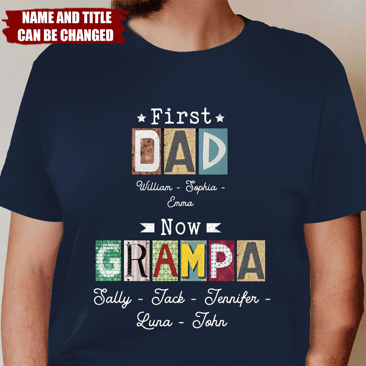 Personalized First Dad Now Grandpa T-Shirt