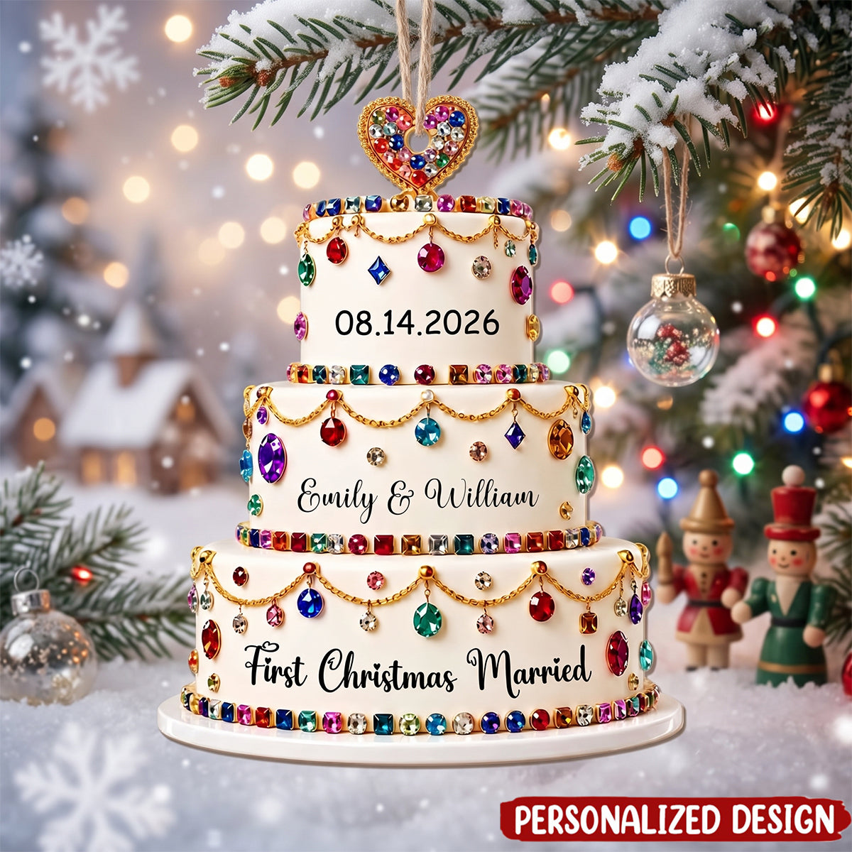First Christmas Married, Custom Acrylic Ornament, Gift For Couples