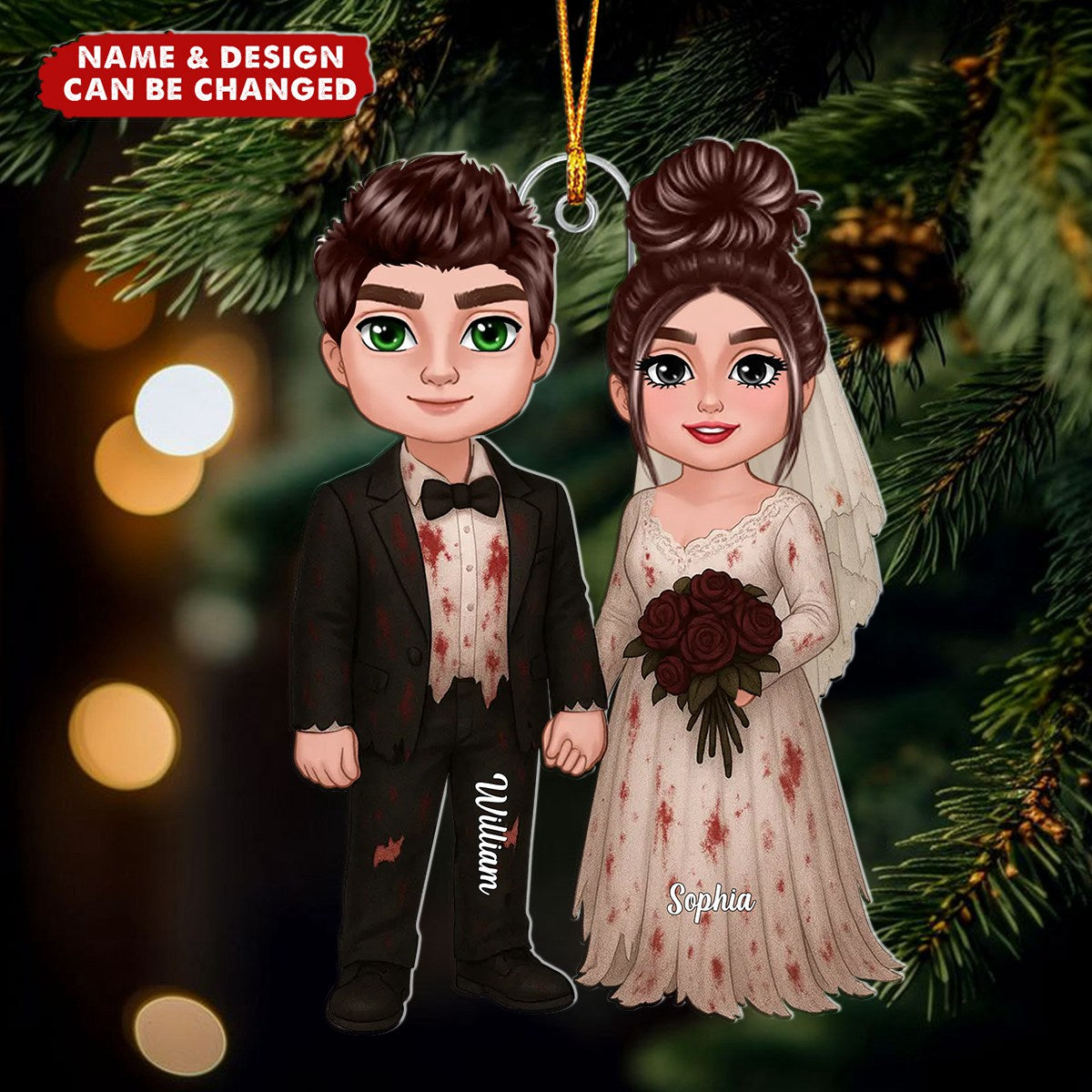 Halloween Horror Theme Couple Matching Personalized Acrylic Ornament