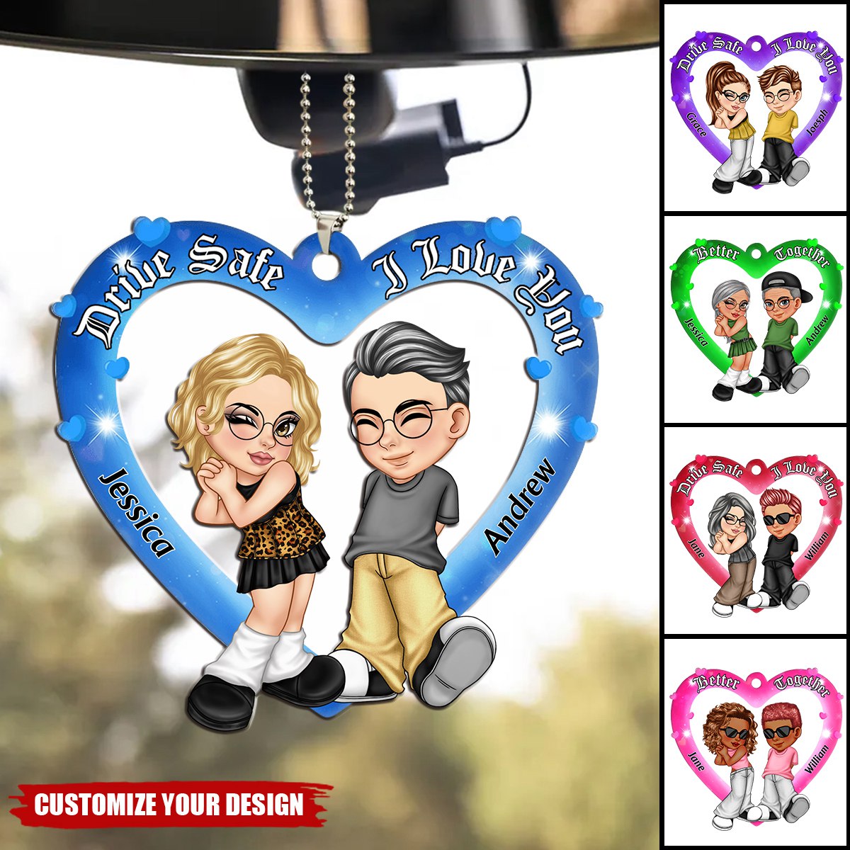 Drive Safe I Love You Y2K Couple Personalized Acrylic Ornament