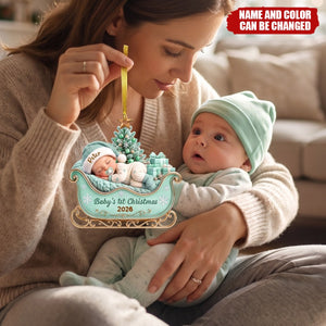 Custom First Christmas Acrylic Ornament - Personalized Christmas Baby Shower, Gender Reveal Gifts