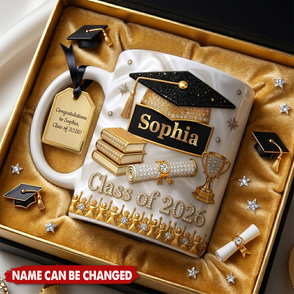 Custom 3D Inflated Effect Printed Mug - Personalized Graduation Gifts For Him, Her