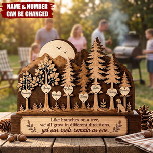 Our Roots Remain As One - Personalized Family Tree 4-layered Wooden Block