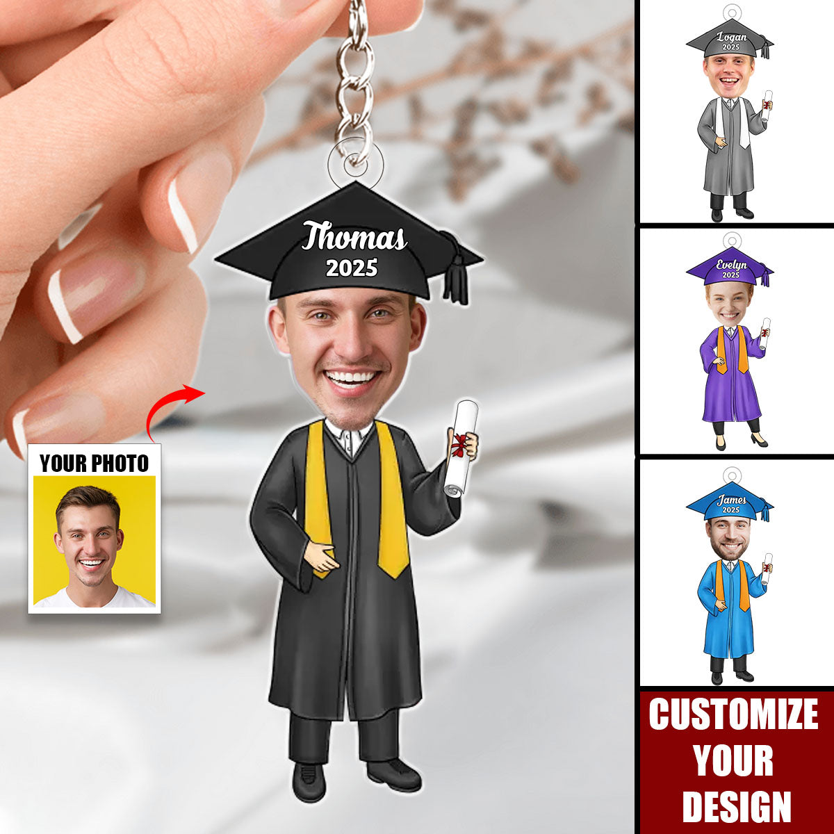 Custom Photo You Belived You Could So You Did - Personalized Acrylic Keychain, Graduation Gift For Family Members